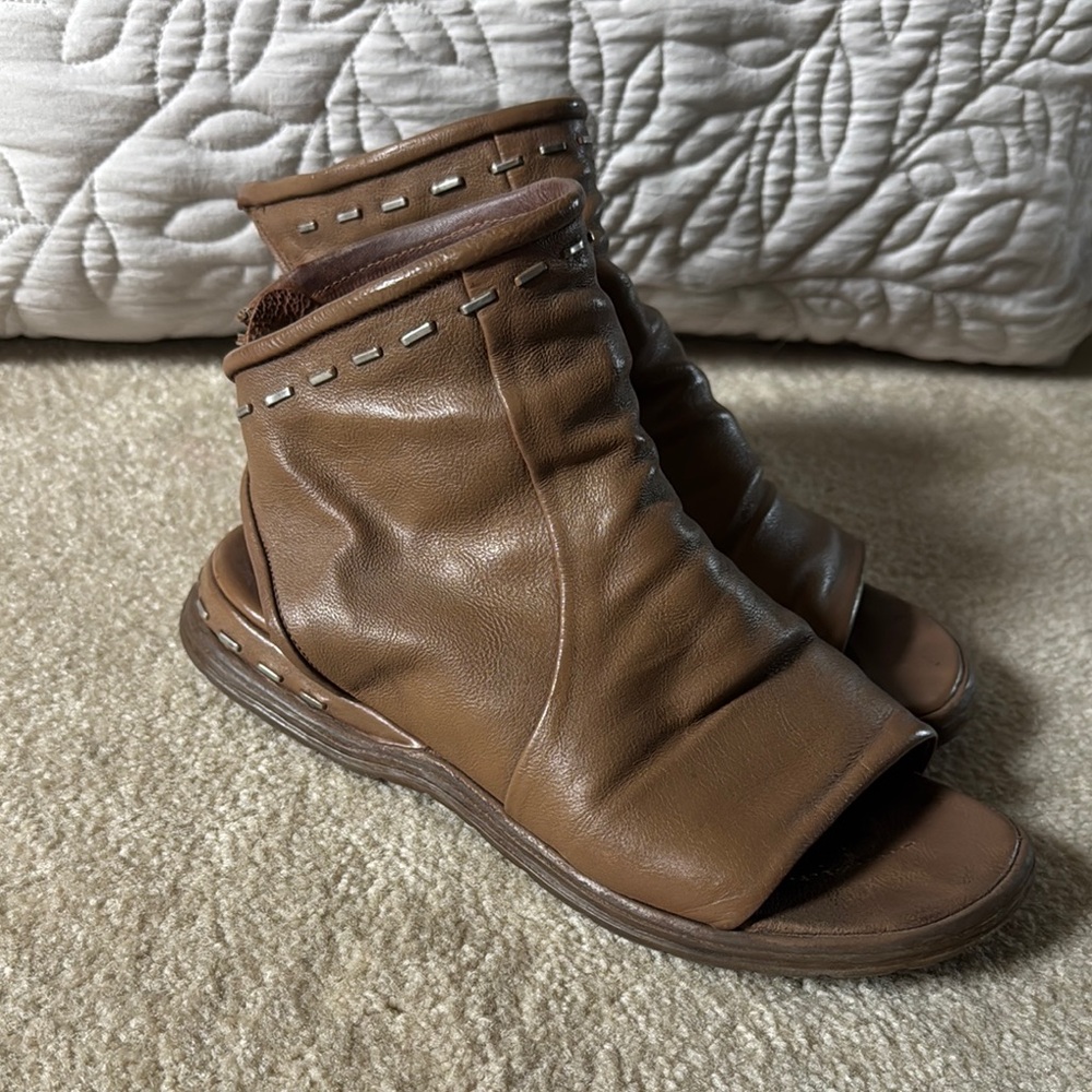 A.S.98 Brown Leather Sandals Casual Comfort
